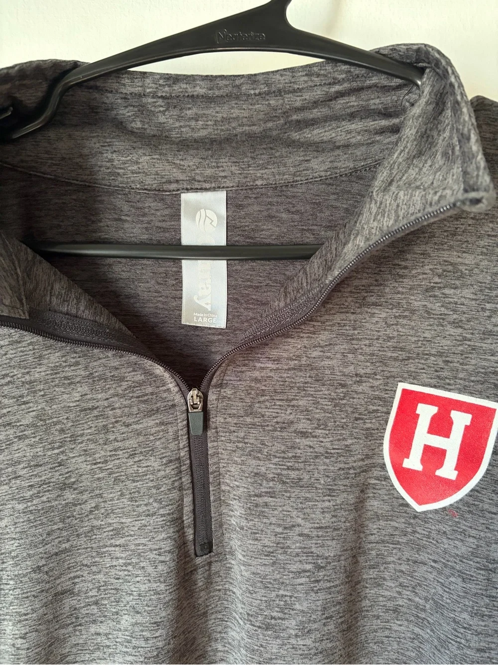 Men’s Harvard university dark gray quarter zip lightweight sweater